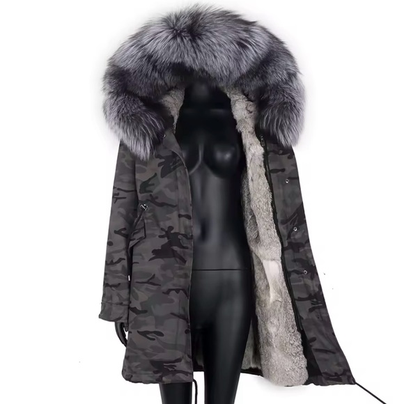 Grey Cameo Parka - Picture 1 of 5